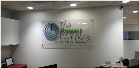 The Power Company Acrylic Lobby Signs for Business in Chicago, IL